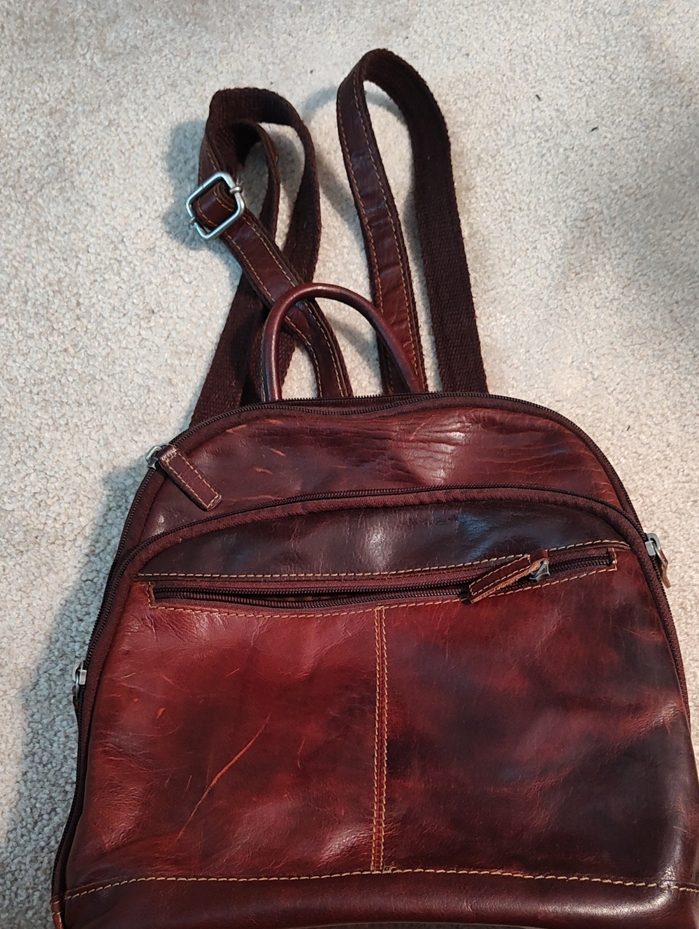 Vintage Voyager Brown Leather Backpack
